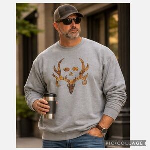 NEW BONE COLLECTOR LOGO HUNTER NOVELTY CAMO DEER SKULL FLEECE SWEATSHIRT